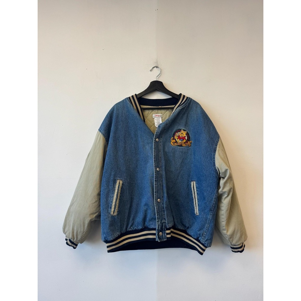Vintage Disney Store‎ Jacket Mens XL Blue Denim Pooh Winnie Varsity Bomber 90s